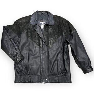 Vintage 90s DJI Genuine Leather Designer Retro Glam Jacket - Womens 12